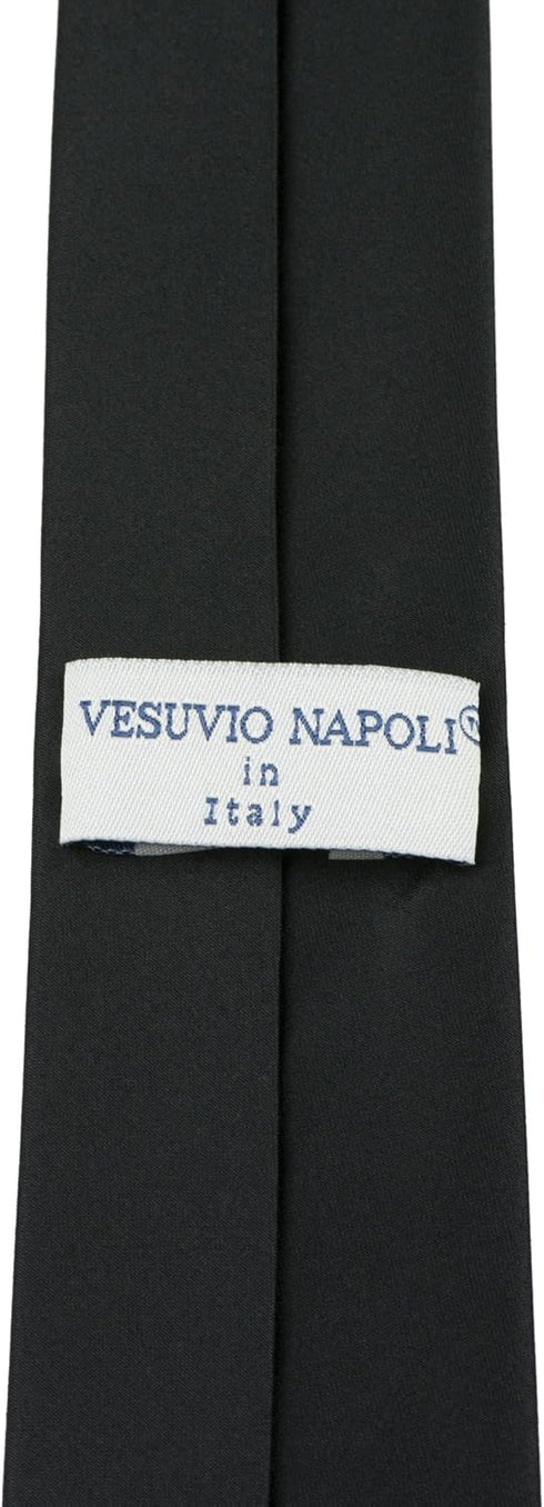 Vesuvio Napoli PreTied SKINNY Men's Neck Tie Solid Color Narrow Zipper Necktie...