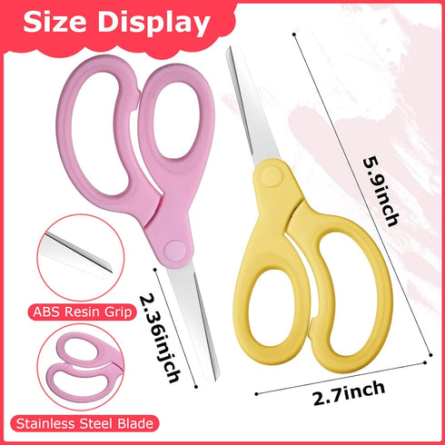 Mudder 3 Pieces Left Handed Scissors Kids Age 8-12 5.9 Inch Back to School Gifts Safety Children Scissors with Blunt Tip Stainless Steel Blades an...