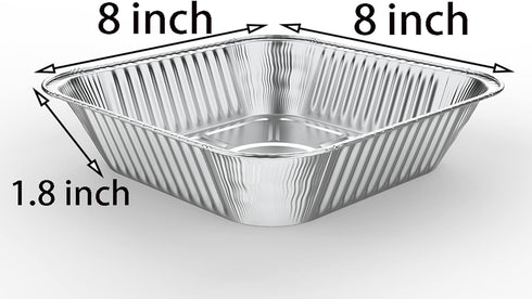 WANBAO 30 Pcs Disposable Aluminum Tin Foil Baking Pans Bakeware Square 8'' X 8'' X 2'' Inch Meal Prep for Catering, Baking Cakes, Breads, Brownies...