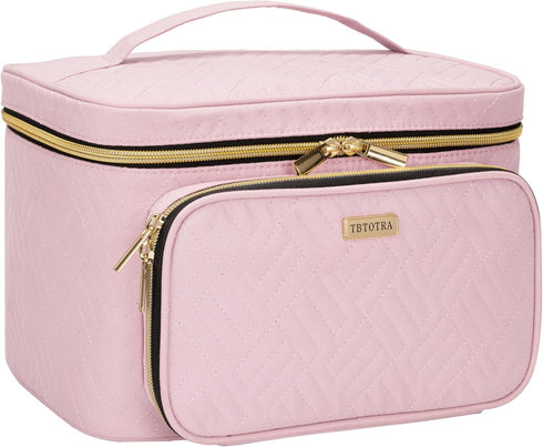 Travel Cosmetic Organizer Bag - Large Makeup Case with Jewelry Storage, Waterproof Toiletry Box for Cosmetics, Brushes, and Tools, Pink...