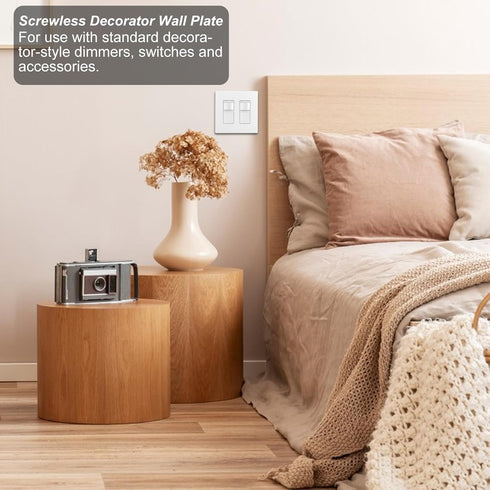 Screwless Outlet Covers Wall Plate, 4 Pcs Light Switch Cover Plate, Light Switch Covers Wall Plate, Decorative Wall Plate Cover, 2 Gang 1 Gang Wal...