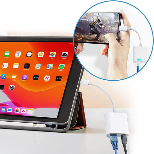 ?Apple MFi Certified? Lightning to Ethernet Adapter, 2 in 1 Rj45 Ethernet LAN Network Adapter, iPhone Ethernet Cable with Charge Port Compatible w...