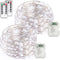 buways Fairy Lights,2-Pack Battery Operated Waterproof Cool White 50 LED Fairy String Lights,16.4ft Silver Wire Light with Remote Control for Chri...