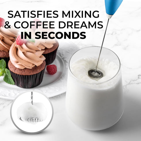 Zulay Kitchen Powerful Milk Frother Wand - Ultra Fast Handheld Drink Mixer - Electric Whisk Foam Maker for Coffee, Lattes, Cappuccino, Frappe, Mat...