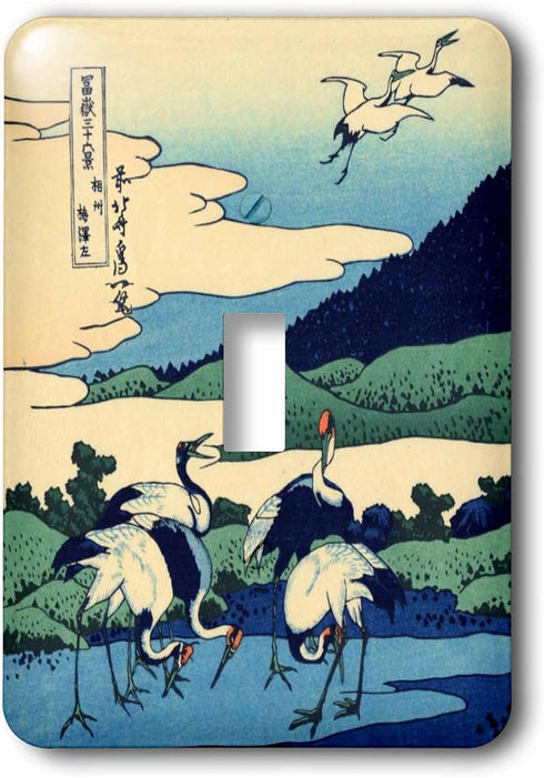 3dRose lsp_162565_1 Umegawa in Sagami Province by Hokusai Japanese Fine Art Blue Classic Japan Ukiyo-e Birds Cranes Single Toggle Switch...
