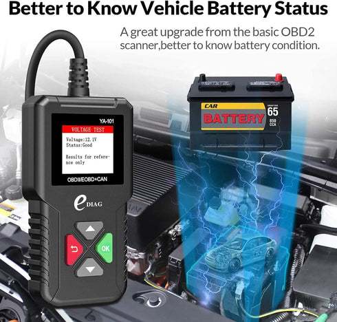 2025 Ver. EDIAG OBD2 Scanner YA-101 Auto Code Reader for Check Engine Light,O2 Sensor,EVAP Test,On-Board Monitor Test,Smog Check,OBD2 Diagnostic S...
