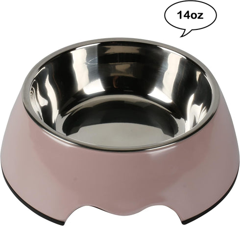 M&BGWPP Melamine Plastic Dog Food Bowl, Non Skid Base?Anti-Slip Pet Feeder Bowls, 2-in-1 Removable Stainless Steel Pet Water&Food Bowl for Dogs an...