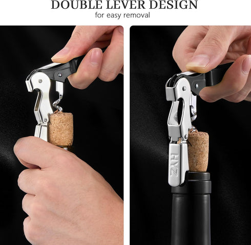 HYZ 2-Pack Wine Opener Waiter Corkscrew, Professional Wine Key for Servers, Bartender, with Foil Cutter, Manual Wine Bottle Opener Double Hinged (...