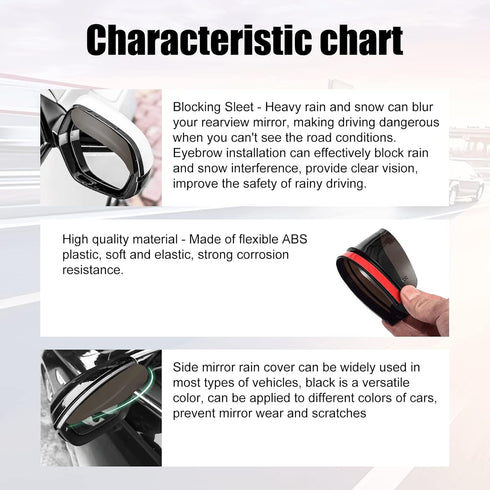 2Pcs Car Rear View Mirror Rain Visor Guard, Carbon Fiber Car Side Mirror Rain Eyebrow Guard, Auto Mirror Rain Visor, Car Exterior Trim Accessories...