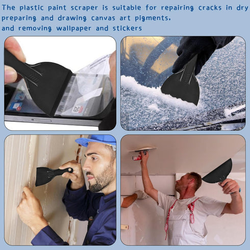 6 Pieces Plastic Putty Knife Set 1.5"/ 2" / 3" / 4"/ 6"/ 8" Flexible Scraper Tool Plastic Spatula Paint Scrapers, for Spackling, Patching, and Pai...