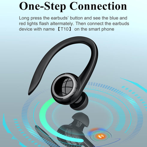 Bluetooth 5.2 Headset, Single Ear Earpiece Earphone with Mic, Hook, Noise Cancelling Headset for Business, Trucker, Driver, Wireless Bone Conducti...