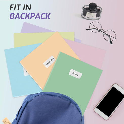 Sooez 6 Pack Pocket Folders with Labels, Heavy Duty Plastic File Folders with Pockets, Pastel Poly Folders for Documents Letter Size, Colored Scho...