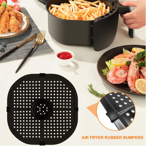 Air Fryer Grill Pan for COSORI 5QT Air Fryers, 9.09IN Upgraded Square Crisper Plate Tray, Air Fryer Replacement Parts Accessories Rack with Rubber...