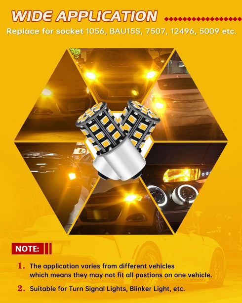 Qoope BAU15S 7507 PY21W LED Bulbs Amber Yellow, Non-polarity 12-24V Super Bright for Turn Signal Tail Brake Lights (Pack of 4)...
