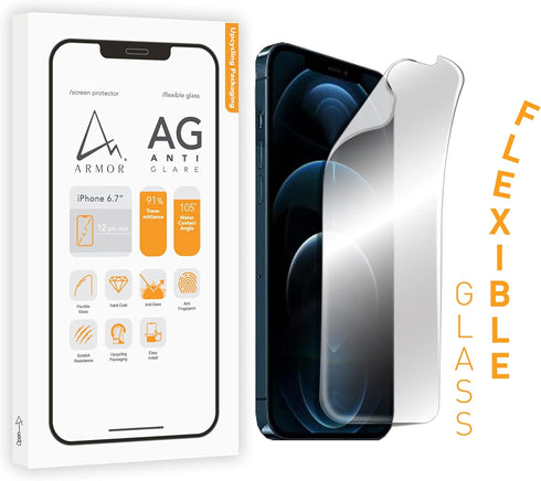 ARMOR Flexible Glass Screen Protector for iPhone 12 Pro Max, Anti Blue-Light with Anti-Glare...