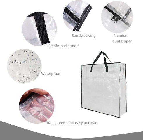 Clear Storage Bags with Zipper and Handles, Blanket Bags For Closet Storage, Moving and Packing Supplies for College, Underbed Storage Organizer f...