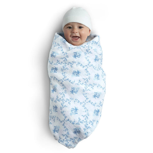 Delta Children 100% Cotton Muslin Baby Receiving Blankets for Girls and Boys – 47x47 Inches (Pack of 2), Blue Botanicals...