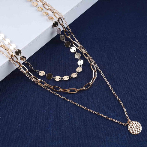 Bohemia Layered Disc Choker Necklace Tiny Disc Chain Necklace Gold Paperclip Chain Necklace Disc Coin Pendant Necklace Jewelry for Women and Girls...