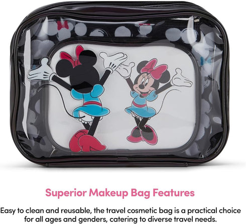 Mickey Mouse Cosmetic Case Set - Officially Licensed Mickey and Minnie Mouse Travel Cosmetic Case 3 Piece Set - Girls, Boys, Teens, Adults (Black ...