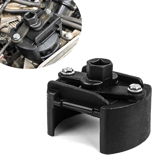 1 PC Car Oil Filter Wrench, 2.3"-3.1"/60-80mm Two-Jaw Positive and Negative U-shaped Adjustable Disassembly Tool, 1/2" Driver Toothed Anti-slip Oi...