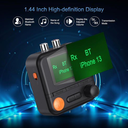 Bluetooth Transmitter Receiver, Bluetooth 5.2 Audio Adapter for Home Stereo, Wireless Audio Adapter with Display or Headphones, Home Theater, TV, ...