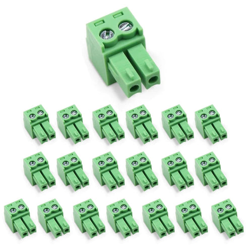 20 pcs 2 Pin KF2EDG 3.81mm/0.15" Pitch Pluggable PCB Angle Screw Terminal Block Plug Connector Socket Panel Mount DIY...