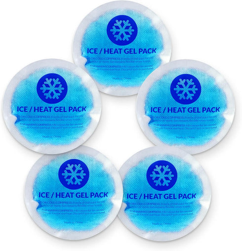 EverOne Round Reusable Gel Ice Pack with Cloth Backing for Hot & Cold Therapeutic Use, First Aid, Injuries, Breastfeeding, 5 Count...