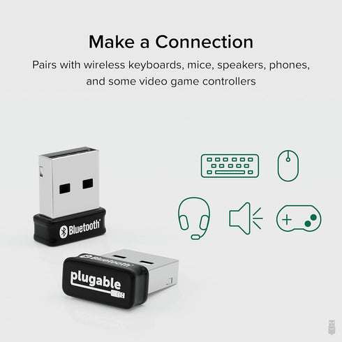 Plugable USB Bluetooth Adapter for PC, Bluetooth 5.0 Dongle Compatible with Windows, Add 7 Devices: Headphones, Speakers, Keyboard, Mouse, Printer...
