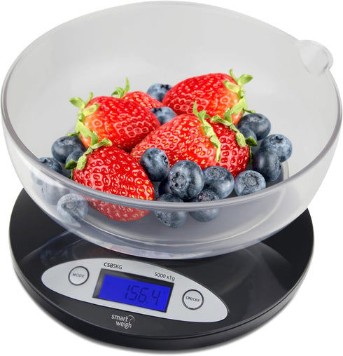 Smart Weigh Food Kitchen Scale with Bowl,11lb x 0.1oz / 5000 x 1grams, Digital Weight Scale for Baking,Cooking for Ounces and Grams...