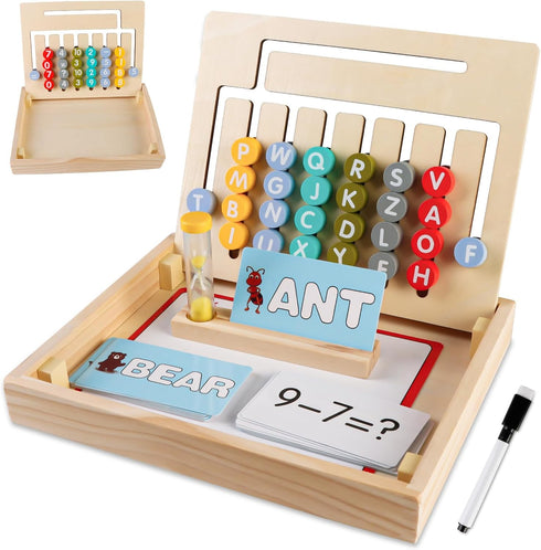 Wooden Montessori Toys for Kids 3 4 5 6 7 8 Years Old, Alphabet Learning Toys with 26 Cards, Brain Teaser Logic Board Games for Preschool Kinderga...