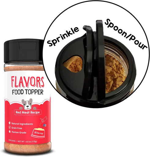 Flavors Food Topper for Dogs - Red Meat Recipe with Beef Bone Broth - Natural, Grain Free - Kibble Seasoning & Hydrating Treat Mix for Picky Dog/P...