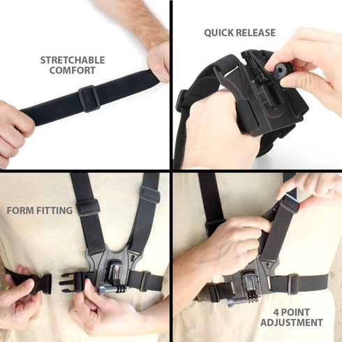 Chest Harness Mount Adjustable Chest Strap Belt with J Hook Compatible with Gopro Hero 12 11 10 9 8 7 /AKASO/Dragon Touch/Vemont/Remali Capature C...