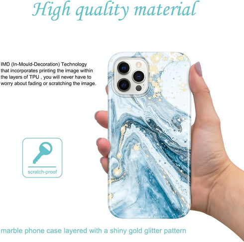 JIAXIUFEN Gold Sparkle Glitter Case Compatible with iPhone 12 and iPhone 12 Pro Marble Design Slim Shockproof TPU Soft Rubber Silicone Cover Phone...