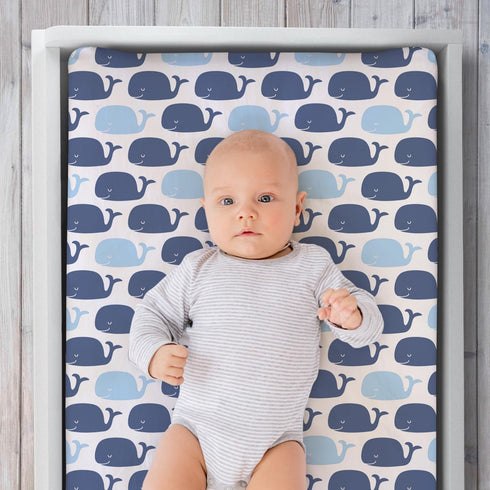 The Peanutshell Changing Pad Covers for Boys or Girls, Unisex 3 Pack, Nautical Whale...