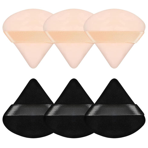 Pimoys 6 Pieces Powder Puff Face Triangle Makeup Sponge Soft Velour Puffs for Loose Powder Setting Powder Blender Foundation Sponge Beauty Makeup ...