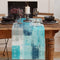 Emvency Farmhouse Table Runner, Modern Teal and Grey Abstract Art Painting for Kitchen Coffee Table Family Dinners Holiday Parties Wedding Events ...