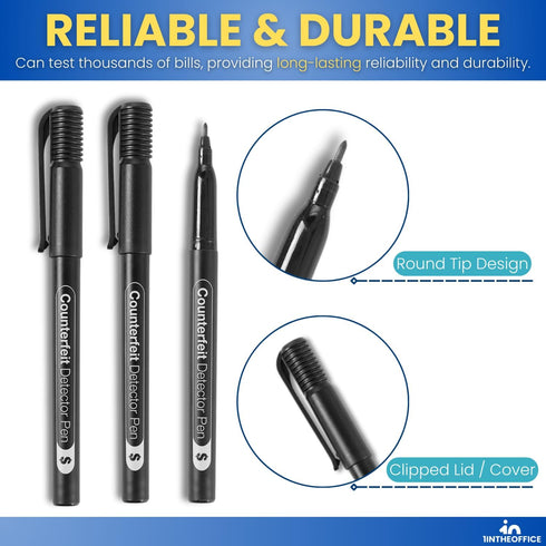1InTheOffice Counterfeit Bill Detector Pen, Fake Money Marker Detector, (12 Pack) Counterfeit Pen...