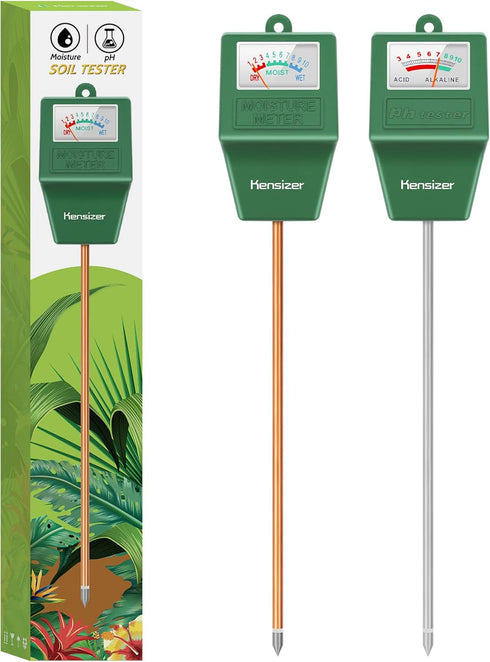 Kensizer Soil Tester, Soil Moisture/pH Meter, Gardening Farm Lawn Test Kit Tool, Digital Plant Probe, Water Hydrometer for Indoor Outdoor, No Batt...