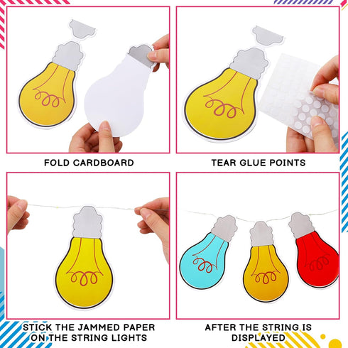 Karenhi 108 Pcs Back to School Light Bulb Bulletin Board Decoration Cutouts Set with 400 Glue Point Motivational Light Bulb Border for Class Home ...