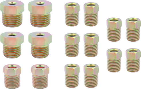 16PCS 3/16 Brake Line Fittings,Thread Brake Line Repair Kit Metric Invert Flare Fittings,Universal Zinc Alloy Brake Line Kit Car Accessories for M...