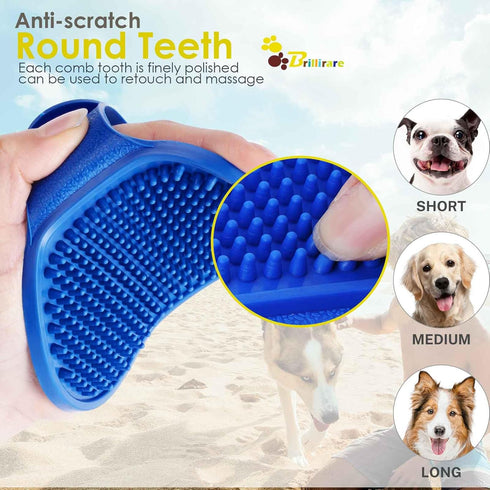 2 Pack Dog Grooming Brush, Premium Soft Silicone Pet Bath Brushes with Adjustable Handle, Shampoo Soothing Comb for Wet Dry Long Short Haired Dogs...
