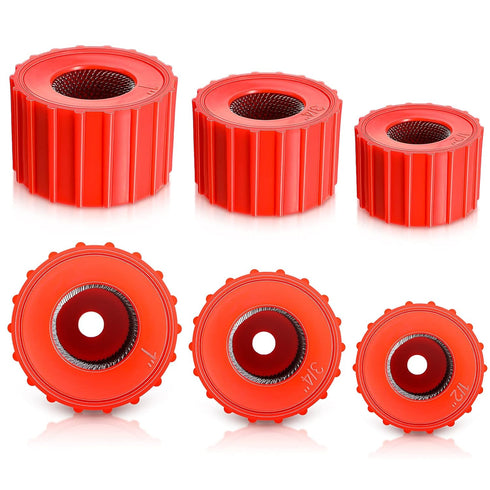 6 Pieces Copper Pipe Cleaners Include 12 Inch, 34 Inch, 1 Inch Handy Sized Plumber, Tube Cleaning Brush for Copper, Red Different Size Copper Pipe...