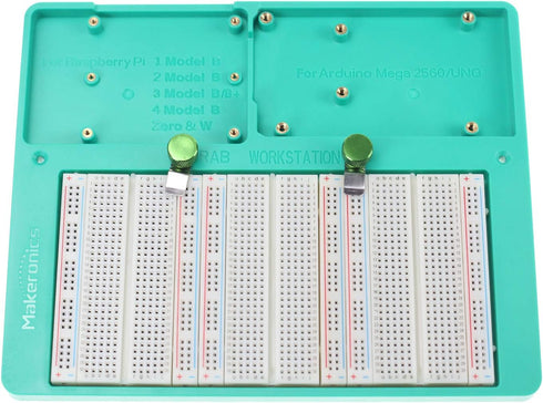 Makeronics 7 in 1 Green RAB Holder for Raspberry Pi | Arduino | Solderless Breadboard, Base Plate with Rubber Feet for Raspberry Pi 4 Model B|3B+/...