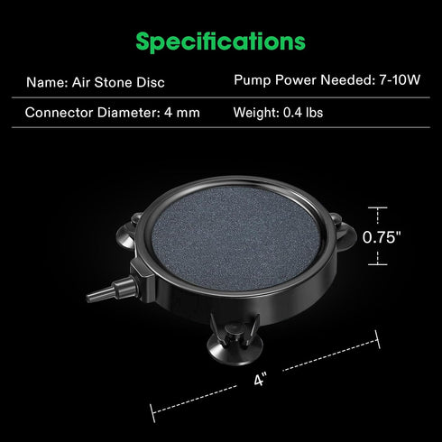 VIVOSUN Air Stone Disc 4 x 4 Inch with Shell and Sucker for Aquarium, Fish Tank and Hydroponics Air Pump...