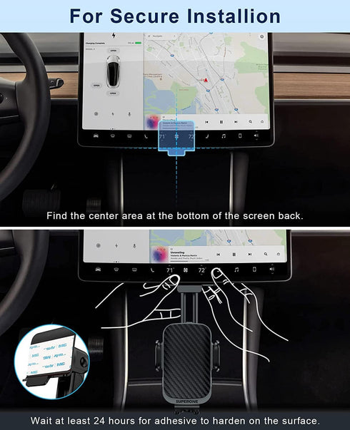 SUPERONE Designed for Tesla Wireless Car Charger Mount Compatible with Model 3 & Model Y, 15W Qi Fast Charging Auto-Clamping Car Mount for iPhone ...