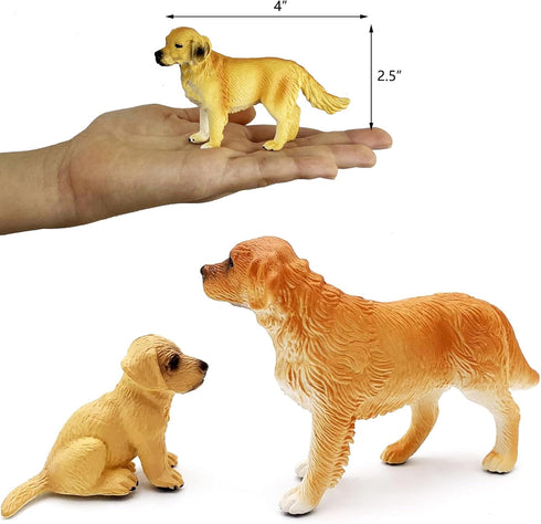 Gemini&Genius Dog Toys for Kids, Golden Retriever Family Playset, Detail and Realistic Puppy Action Figures, Pet Doggy Toys, 2-4 Inches Length - B...
