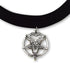 Baphomet Goat Head Satanic Inverted Pentacle Black Velvet Choker Adjustable...