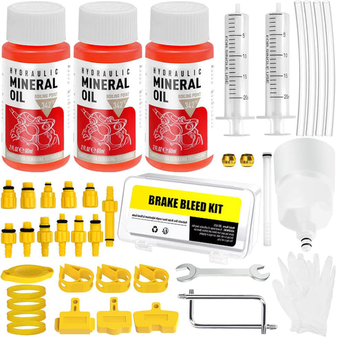 Brake Bleed Kit for Shimano, TEKTRO, TRP Hydraulic Disc Brakes, Brake Fluid Bleeder Kit with180ML Mineral Oil Brake Fluid for MTB/Road Bike Brake...