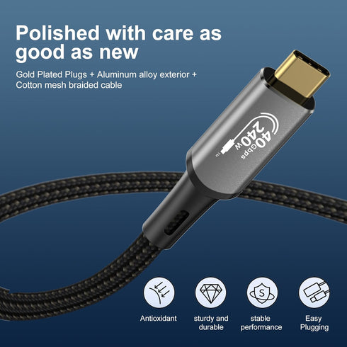 USB4 Cable, with Thunderbolt 4 Cable, 240 W Charging Cable, 40 Gbps Data Cable, 8K @ 60Hz 4K120Hz HDR, PD3.1, USB C to USB C Cable, for Hub, Dock ...