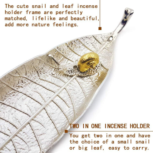 Incense Holder Set - Leaf and Snail Incense Burner,Incense Holders for Sticks Ash Catcher,Durable Zinc Alloy Materia,Modern Natural Design,Incense...